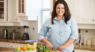 Woman cooking healthy food