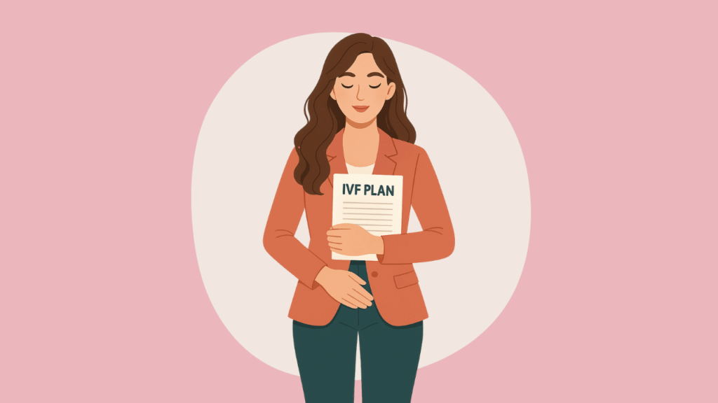 Woman holding her IVF plan while preparing for a successful fertility treatment.