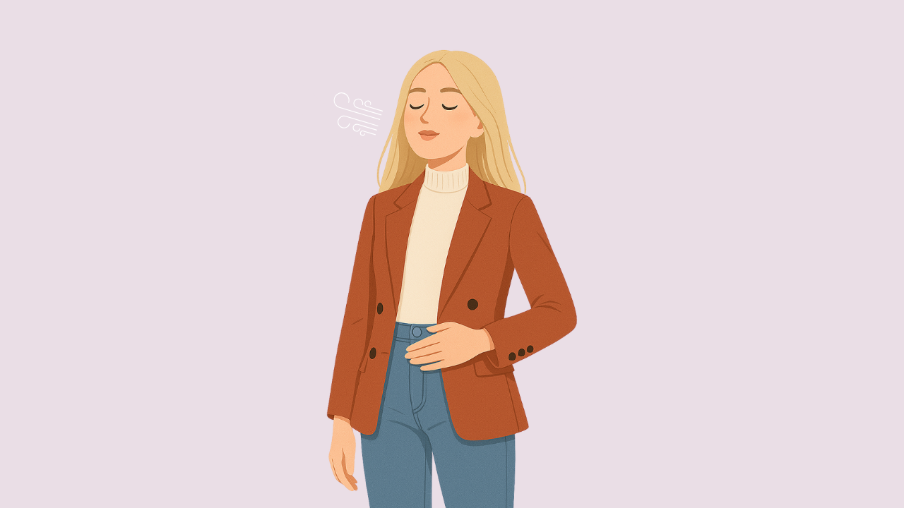 woman taking a deep breath to help regulate her nervous system