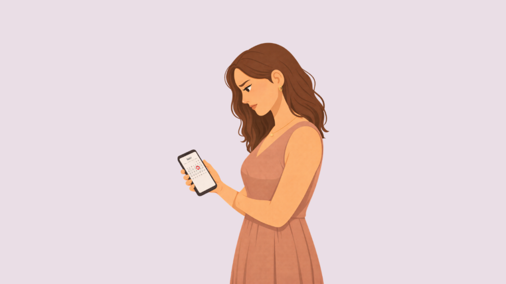 a women looking at her calendar wondering about long cycles and fertility