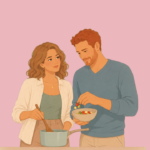 Couple preparing healthy food together while following a fertility diet for IVF