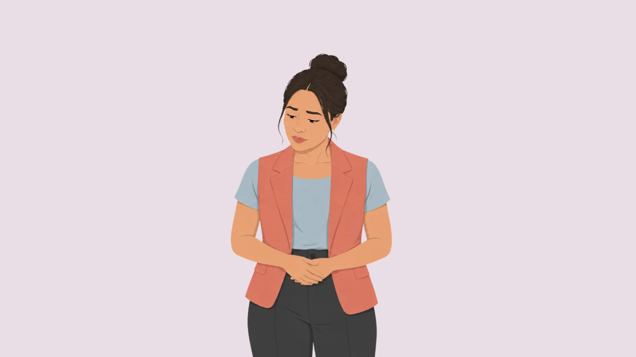 Thoughtful woman with her hands clasped, representing the emotional weight of a diminished ovarian reserve diagnosis.
